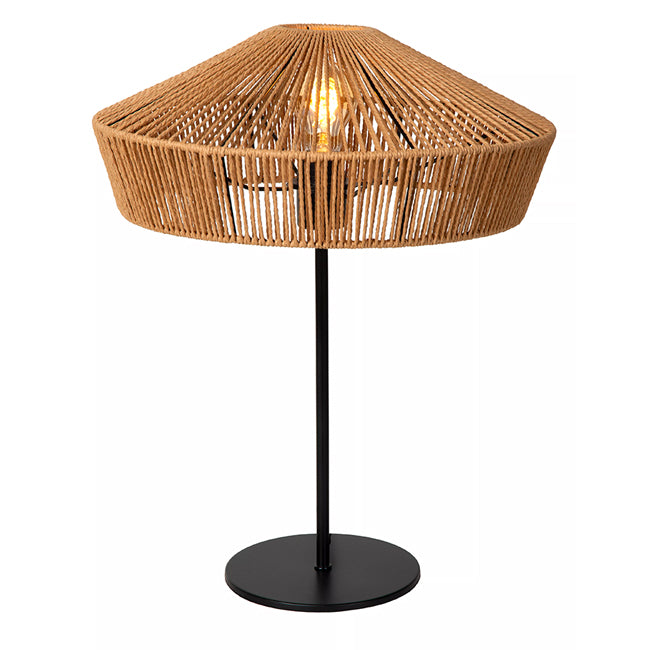 Lámpara sobremesa metal negro  fibra natural Ø40x50 cm E27 - LULS0162