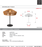 Lámpara sobremesa metal negro  fibra natural Ø40x50 cm E27 - LULS0162