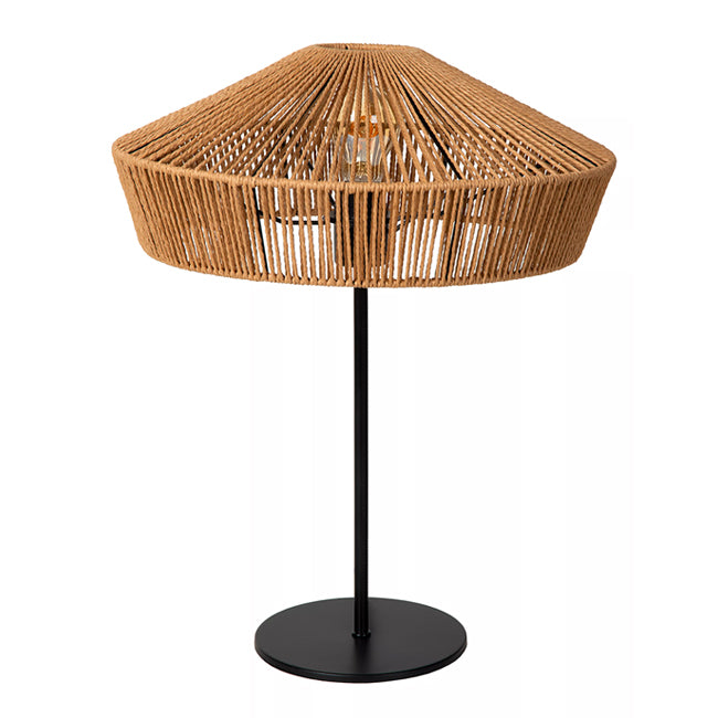 Lámpara sobremesa metal negro  fibra natural Ø40x50 cm E27 - LULS0162