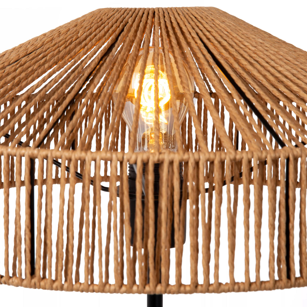 Lámpara sobremesa metal negro  fibra natural Ø40x50 cm E27 - LULS0162