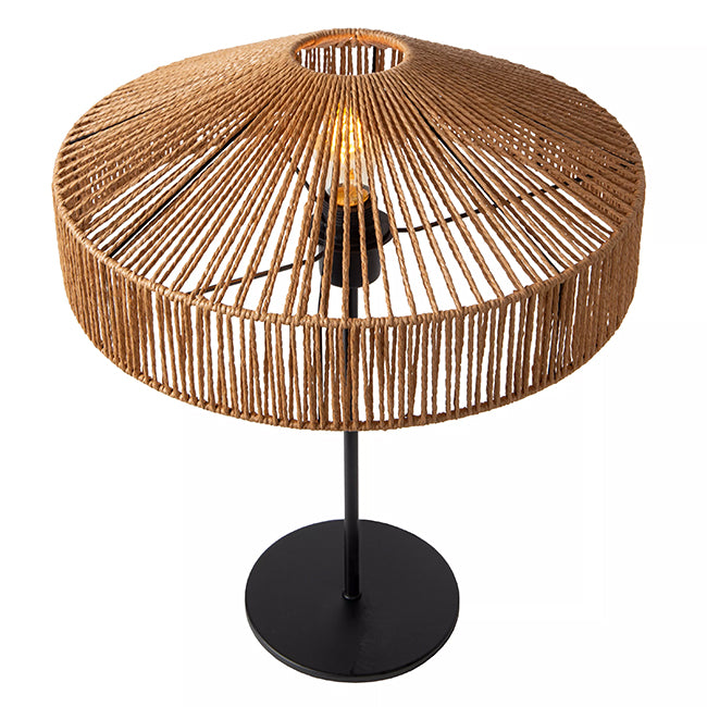 Lámpara sobremesa metal negro  fibra natural Ø40x50 cm E27 - LULS0162