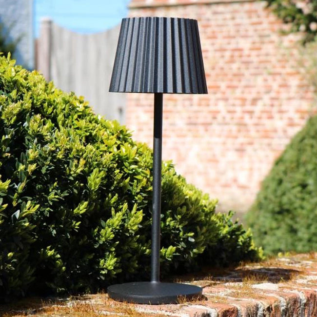 Lámpara sobremesa exterior negro recargable Ø13,5x38 cm LED 2W - LULS0173