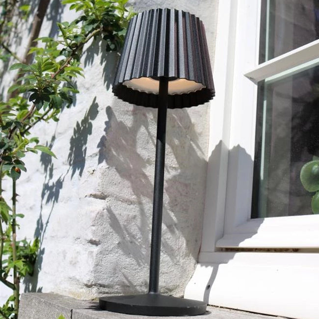 Lámpara sobremesa exterior negro recargable Ø13,5x38 cm LED 2W - LULS0173