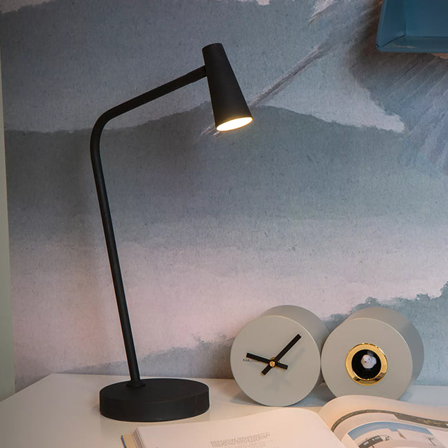 Lámpara sobremesa negro recargable Ø14x30,5x47,5 cm LED 3W - LULS0177