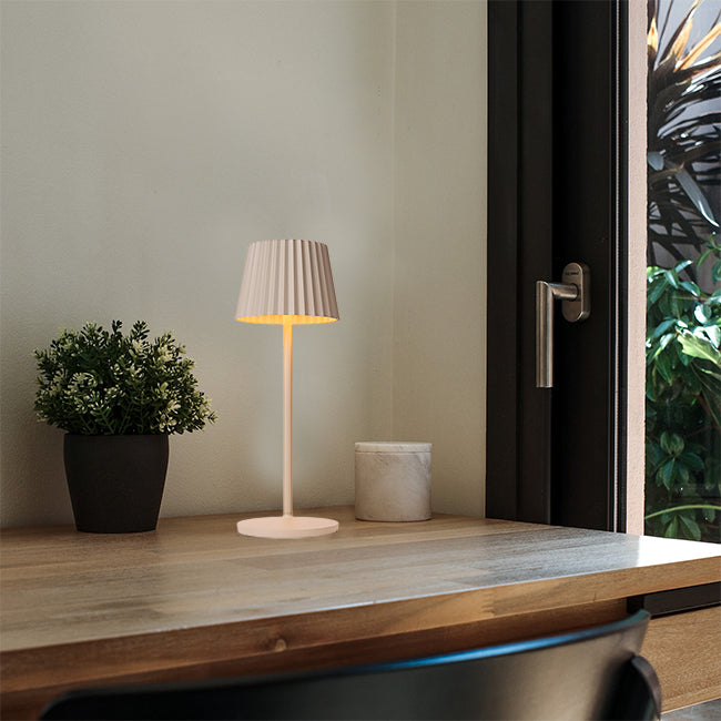 Lámpara sobremesa exterior beige recargable Ø13,5x38 cm LED 2W - LULS0185