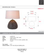 Lámpra sobremesa km hierba marina negro Ø45x61 cm E27 - LULS0191