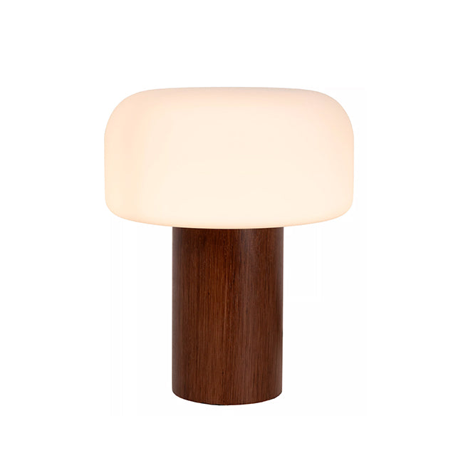 Lámpara de mesa madera café  vidrio opal Ø22x28 cm E14 -  LULS0194