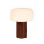 Lámpara de mesa madera café  vidrio opal Ø22x28 cm E14 -  LULS0194
