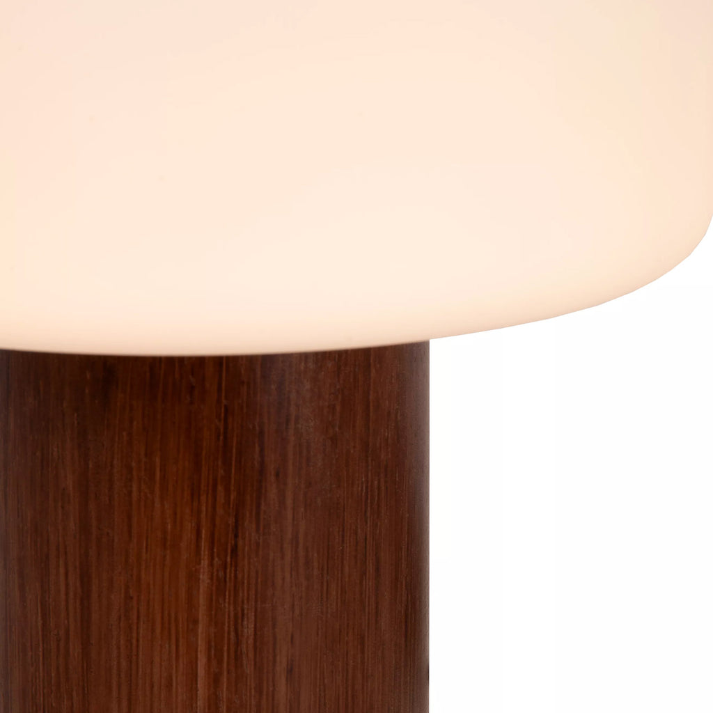 Lámpara de mesa madera café  vidrio opal Ø22x28 cm E14 -  LULS0194