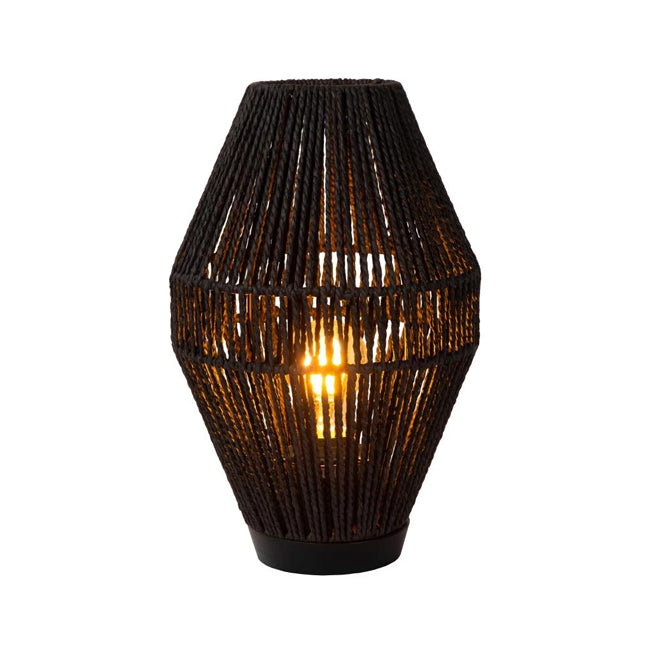 Lámpara de mesa papel madera negro Ø21,5x31,5 cm E27 - LULS0198