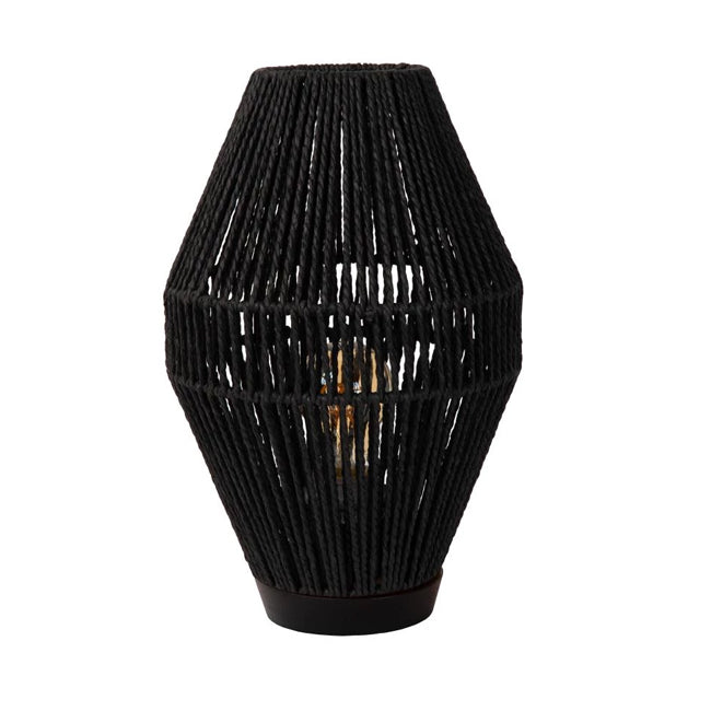 Lámpara de mesa papel madera negro Ø21,5x31,5 cm E27 - LULS0198