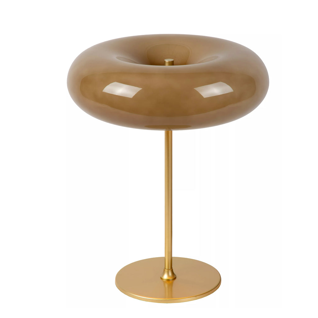 Lámpara de mesa vidrio taupe metal dorado 30x37 cm G9 3 luces - LULS0202
