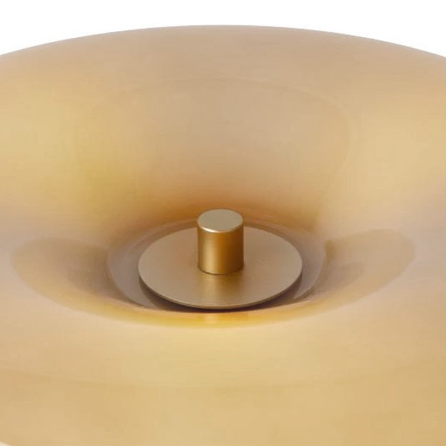 Lámpara de mesa vidrio taupe metal dorado 30x37 cm G9 3 luces - LULS0202