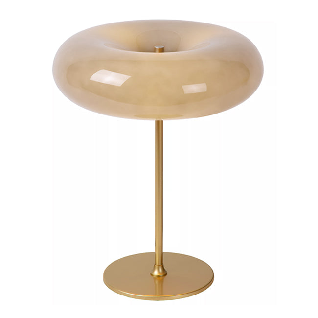 Lámpara de mesa vidrio taupe metal dorado 30x37 cm G9 3 luces - LULS0202