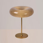 Lámpara de mesa vidrio taupe metal dorado 30x37 cm G9 3 luces - LULS0202
