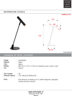 Lámpara de mesa Ø16x27x53 cm G9 - LULS0204