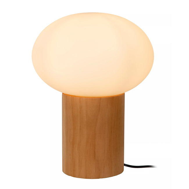 Lámpara de mesa madera vidrio opal Ø20 cm G9 - LULS0205