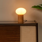 Lámpara de mesa madera vidrio opal Ø20 cm G9 - LULS0205