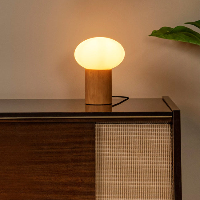 Lámpara de mesa madera vidrio opal Ø20 cm G9 - LULS0205
