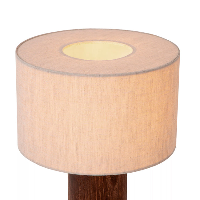 Lámpara de mesa lino natural, madera café Ø25 cm E27 - LULS0207