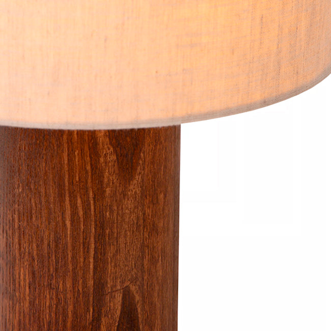 Lámpara de mesa lino natural, madera café Ø25 cm E27 - LULS0207