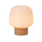 Lámpara de mesa travertino taupe vidrio opal Ø22 cm E14 - LULS0209