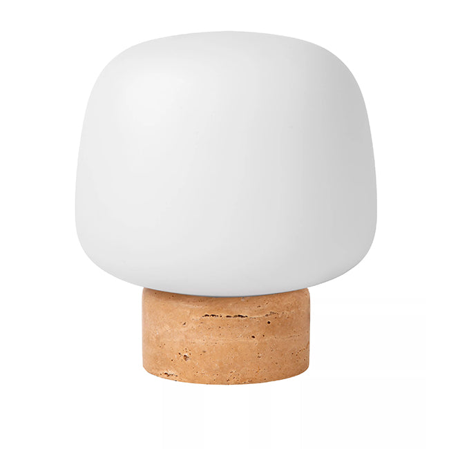 Lámpara de mesa travertino taupe vidrio opal Ø22 cm E14 - LULS0209