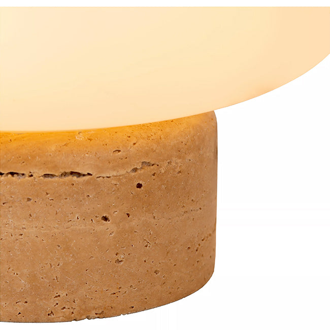 Lámpara de mesa travertino taupe vidrio opal Ø22 cm E14 - LULS0209