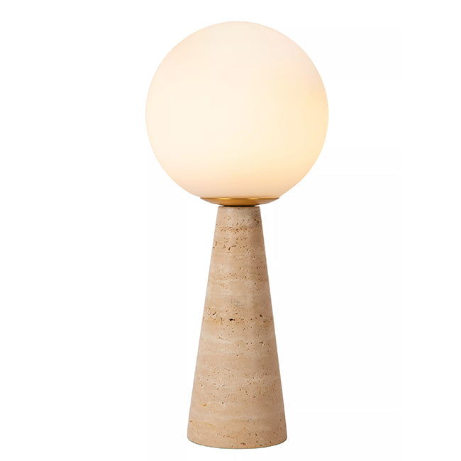 Lámpara de mesa travertino taupe vidrio opal E27 - LULS0215
