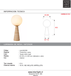 Lámpara de mesa travertino taupe vidrio opal E27 - LULS0215