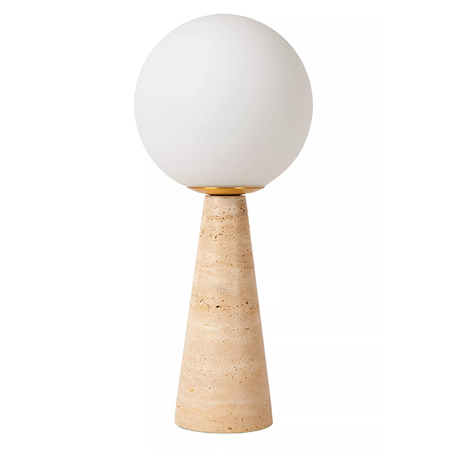 Lámpara de mesa travertino taupe vidrio opal E27 - LULS0215