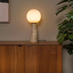 Lámpara de mesa travertino taupe vidrio opal E27 - LULS0215