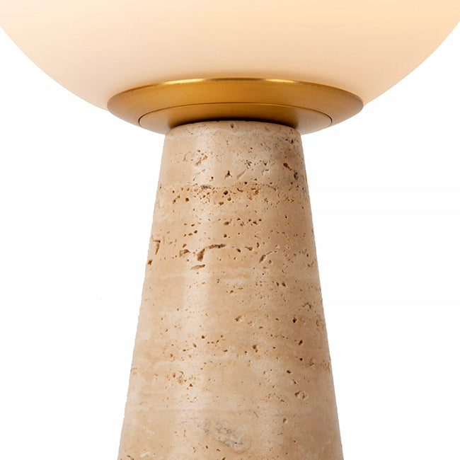 Lámpara de mesa travertino taupe vidrio opal E27 - LULS0215