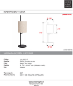 Lámpara de mesa metal negro pantalla de lino Ø18x64 cm  - LULS0217