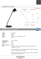 Lámpara de mesa metal negro Ø16x42,1 cm LED 8W - LULS0222