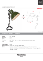 Lámpara de pinza acero verde negro Ø14x13 cm 1 luz  E27 - LULS0227