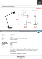 Lámpara sobremesa para lectura metal negro dimeable sensor tactil Ø16x42 cm 8W LED - LULS0236