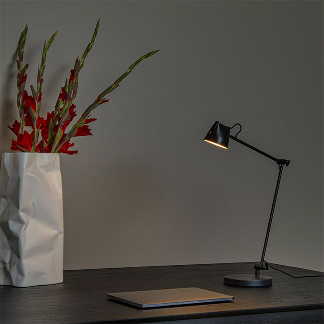 Lámpara sobremesa para lectura metal negro dimeable sensor tactil Ø16x42 cm 8W LED - LULS0236