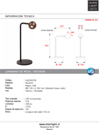 Lámpara de mesa aluminio café negro Ø14x143 cm 5W  2700K - LULS0239
