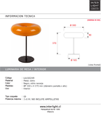 Lámpara de mesa vidrio naranja metal dorado 30x37 cm G9 3 luces - LULS0249