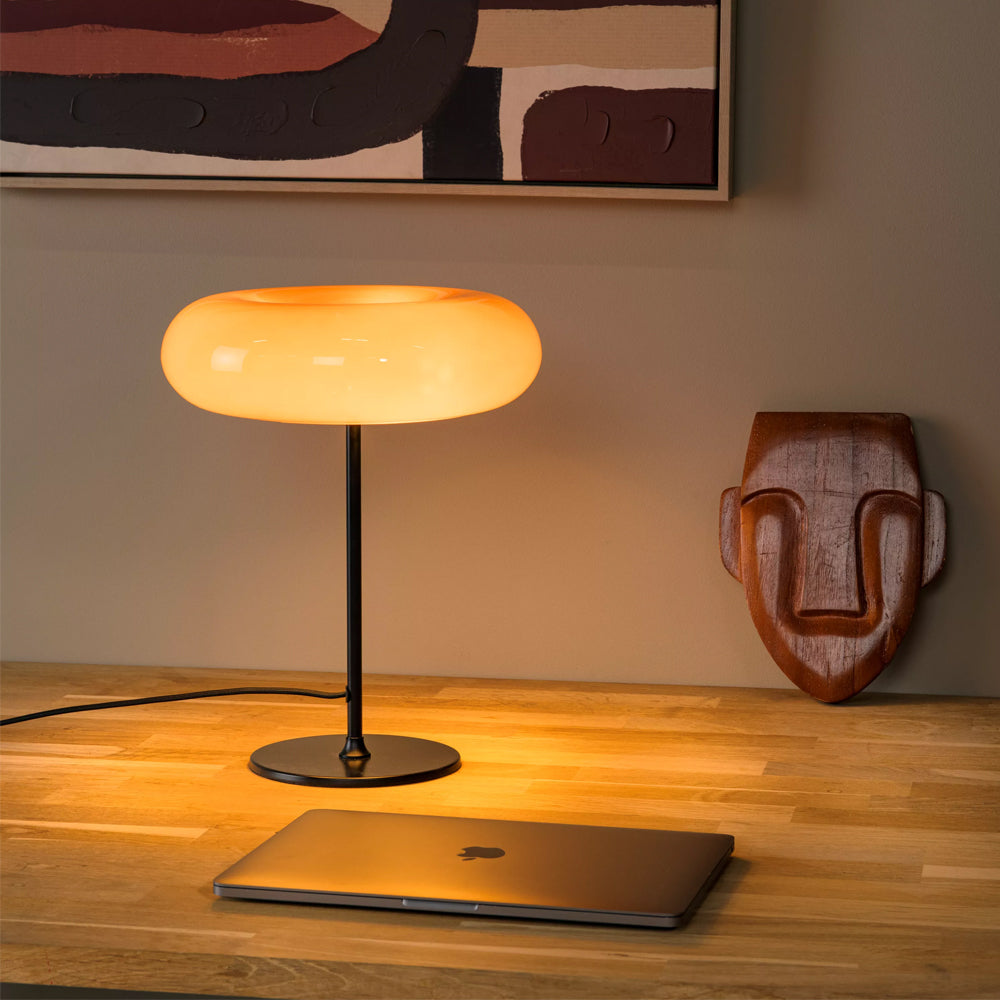 Lámpara de mesa vidrio naranja metal dorado 30x37 cm G9 3 luces - LULS0249