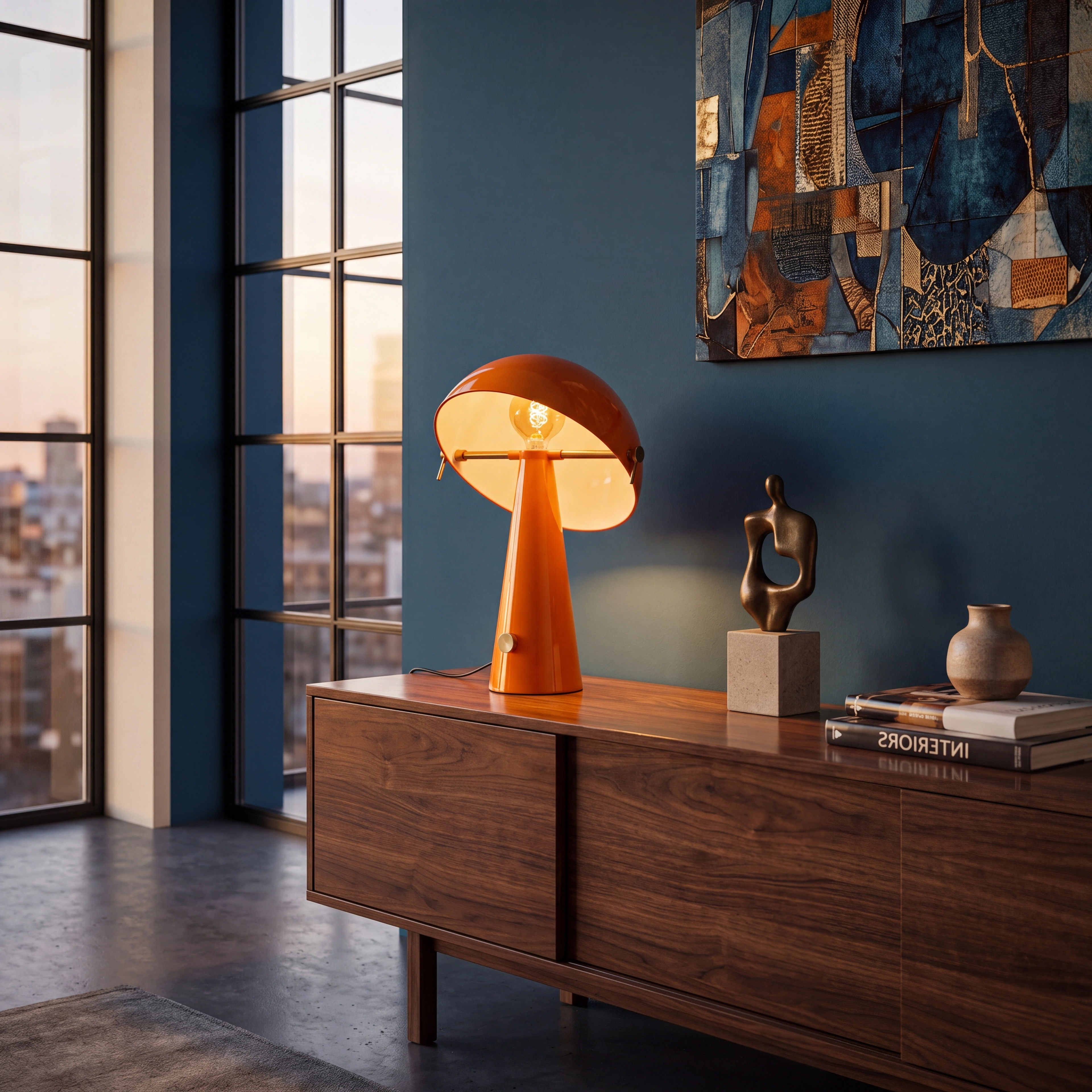 Lámpara de mesa metal naranja  Ø38x51,8cm E27 - LULS0254