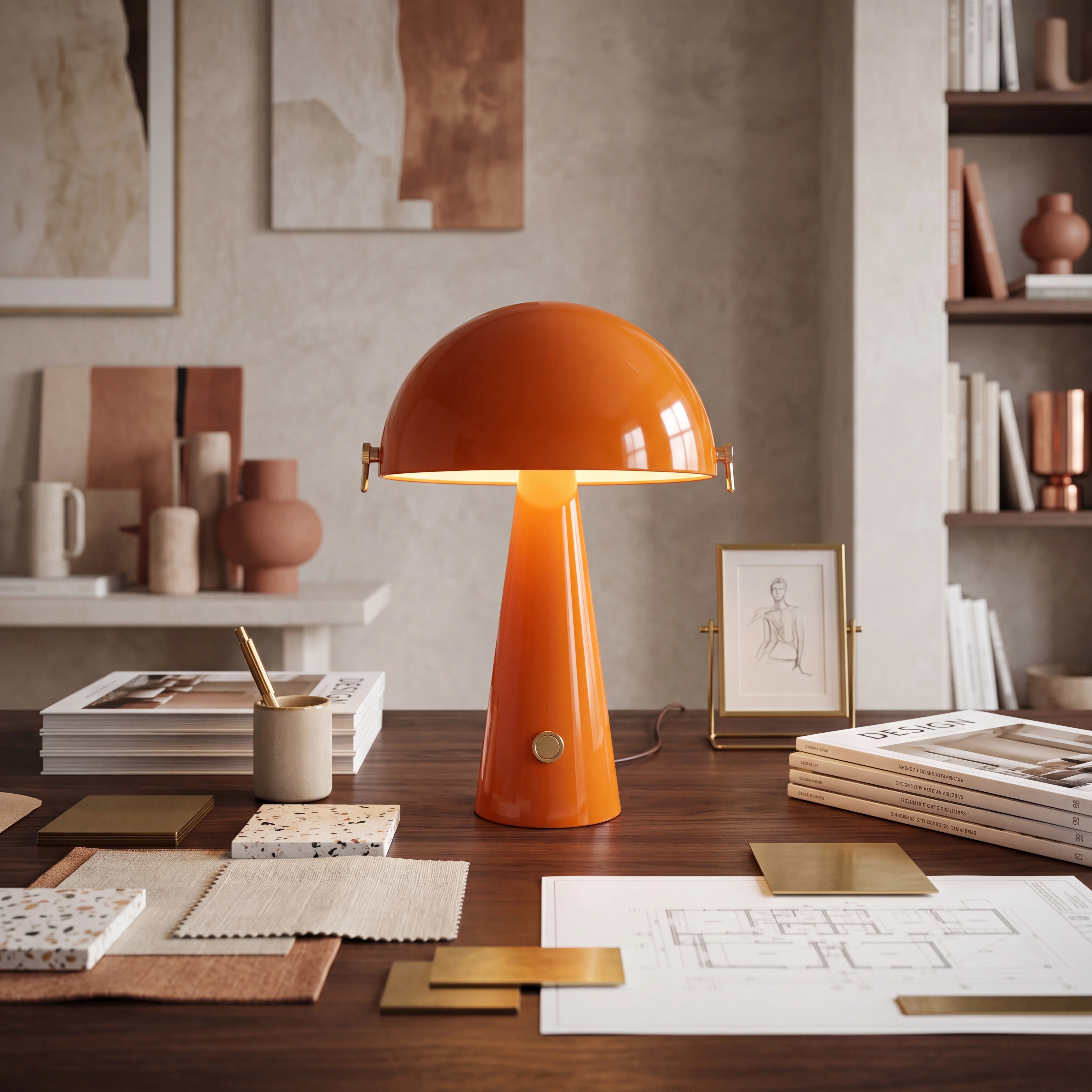 Lámpara de mesa metal naranja  Ø38x51,8cm E27 - LULS0254