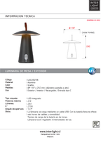 Lámpara de mesa aluminio grafito recargable dimeable Ø19,7x 29,2 cm 2W LED  - LULS0255