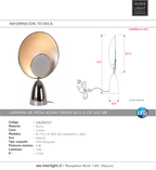 Lámpara de mesa acero cromo Ø25,5 cm LED 8W - LULS0257