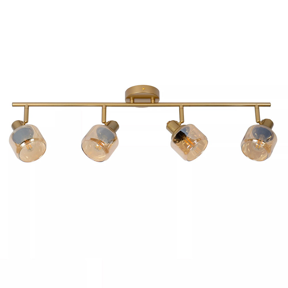 Lampara de techo metal bronce vidrio champagne 75x16.5cm 4x40W E14 LULT0003