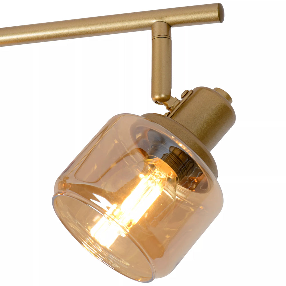 Lampara de techo metal bronce vidrio champagne 75x16.5cm 4x40W E14 LULT0003