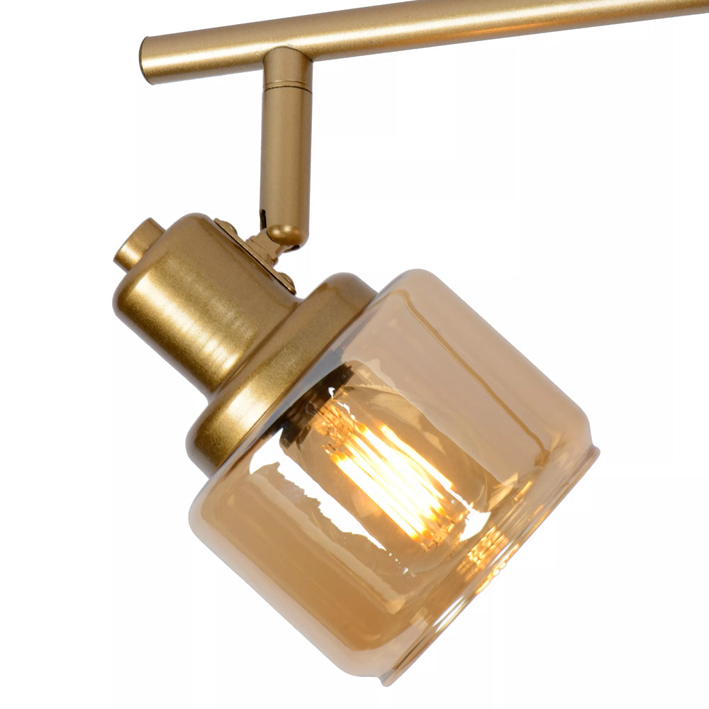 Lampara de techo metal bronce vidrio champagne 75x16.5cm 4x40W E14 LULT0003