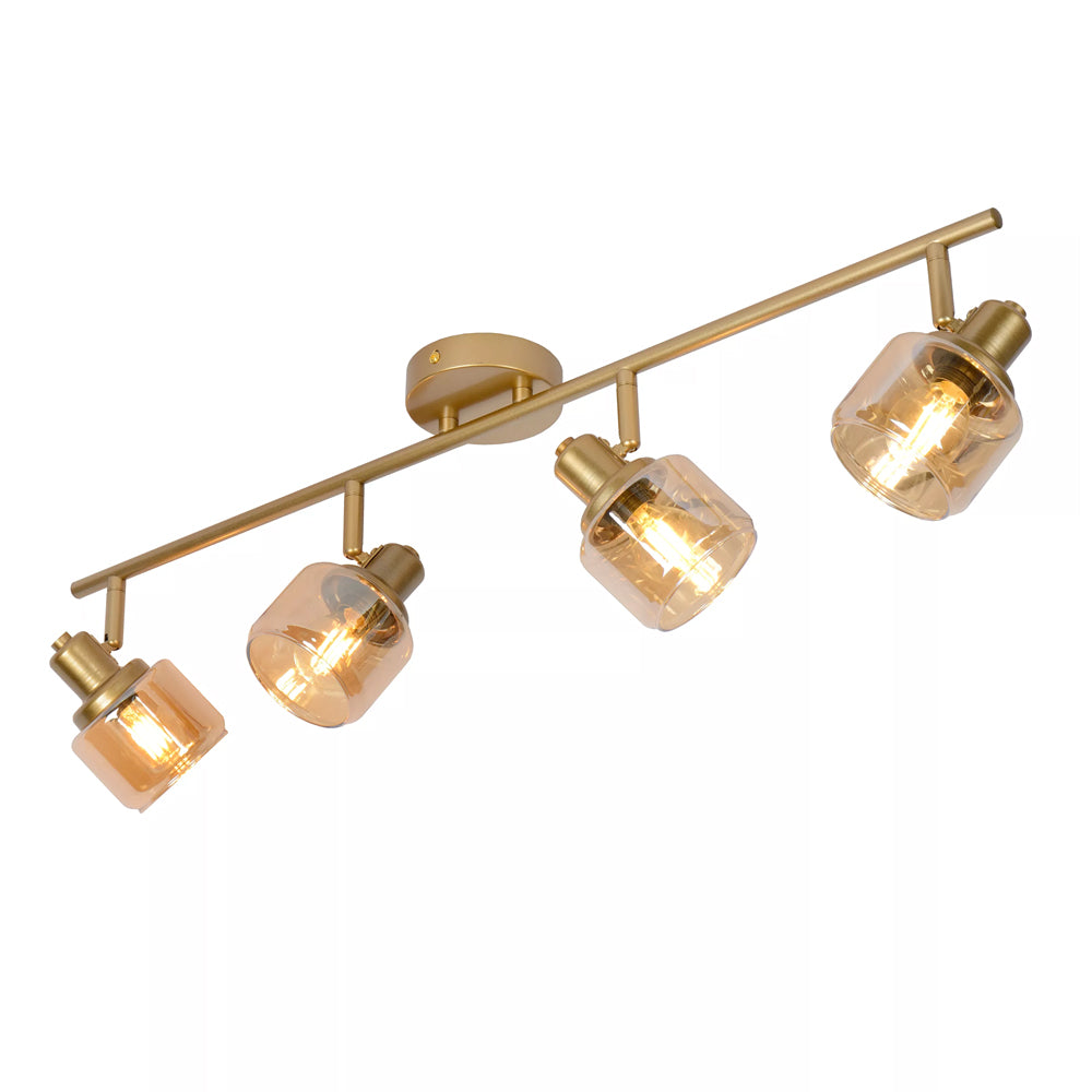 Lampara de techo metal bronce vidrio champagne 75x16.5cm 4x40W E14 LULT0003