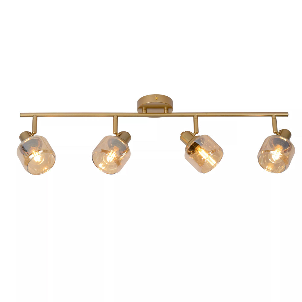 Lampara de techo metal bronce vidrio champagne 75x16.5cm 4x40W E14 LULT0003